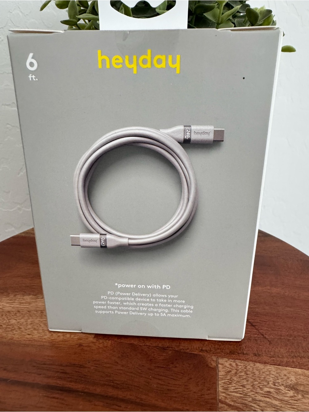 heyday USB-C to USB-C Charging Cable - Light Gray